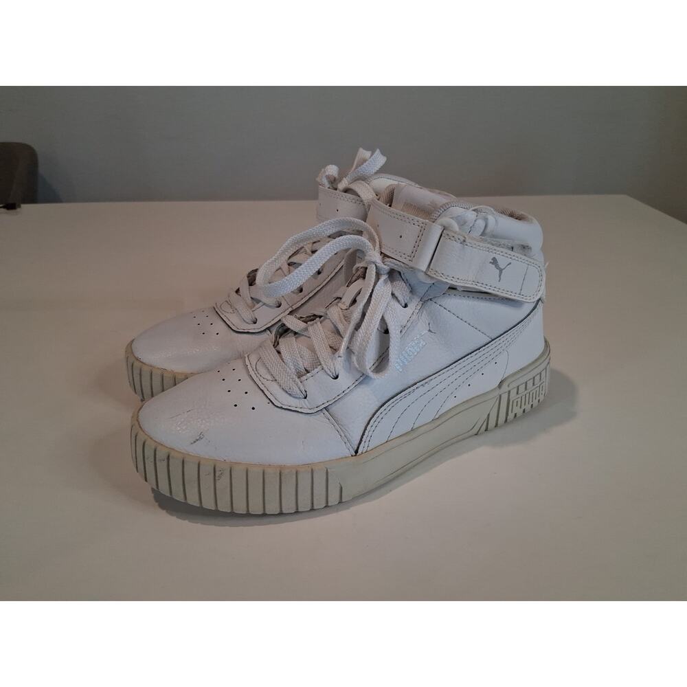 Puma Carina 2.0 Mid Women's 7.5 White Silver Sneakers 385851-02 NO INSOLES